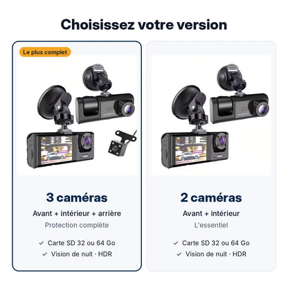 Comparatif des versions 3 caméras et 2 caméras